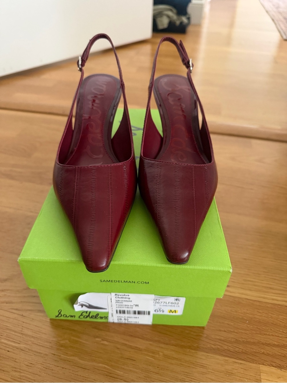Sam Edelman Burgundy Pointed Toe Slingback Pumps